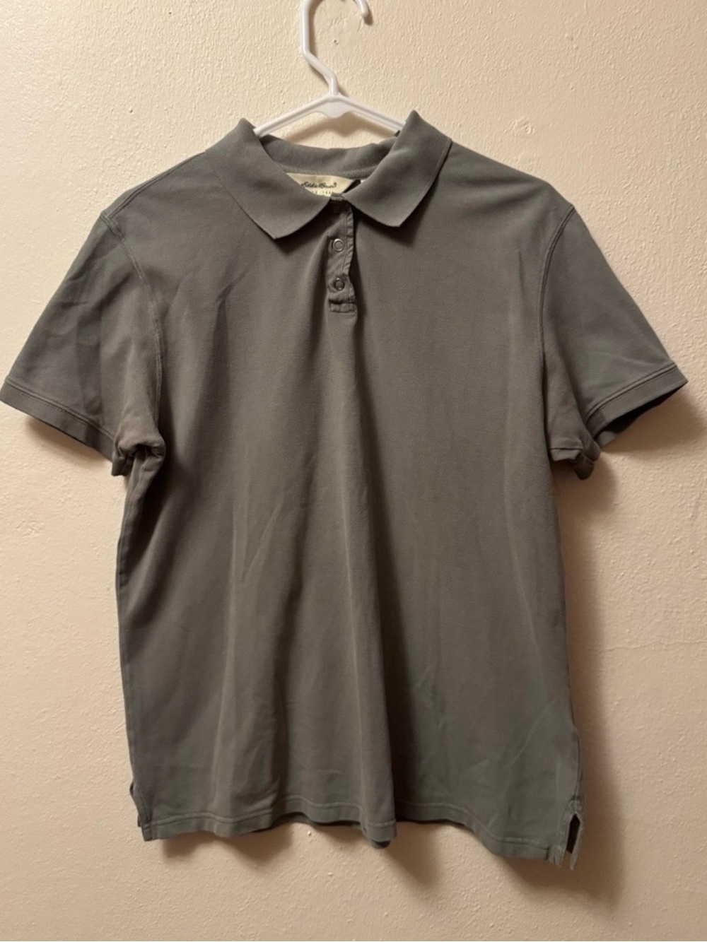 Eddie Bauer Polo - Slate Gray Short Sleeve Performance Shirt Snap Placket L